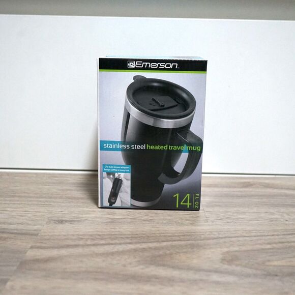 NEW! Emerson 14 oz Stainless Steel Travel Mug with Auto Adaptor - Picture 1 of 5